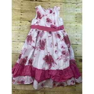 Bonny Billy‎ Little Girl's Dress Size 11 White Pink Floral Shimmery Dress
